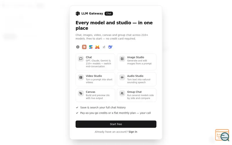 Screenshot of LLM Gateway Chat