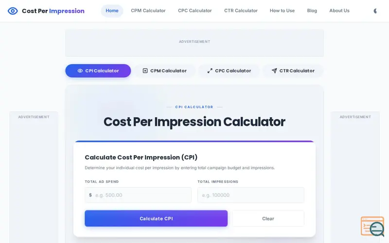 Screenshot of Cost Per Impression Calculator
