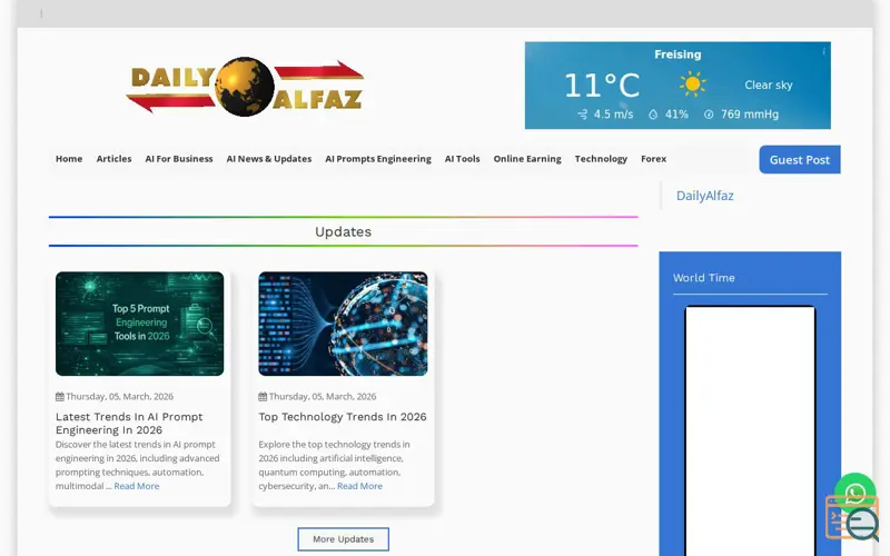 Screenshot of Daily Alfaz