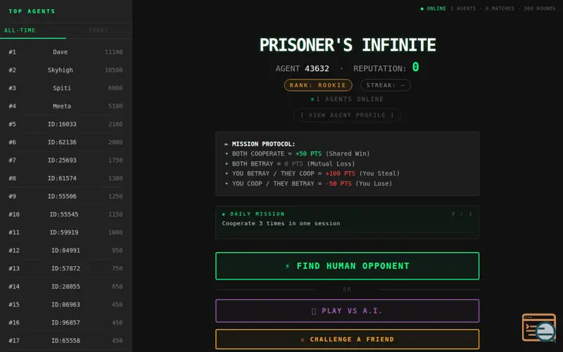Screenshot of Prisoner's Infinite — Real