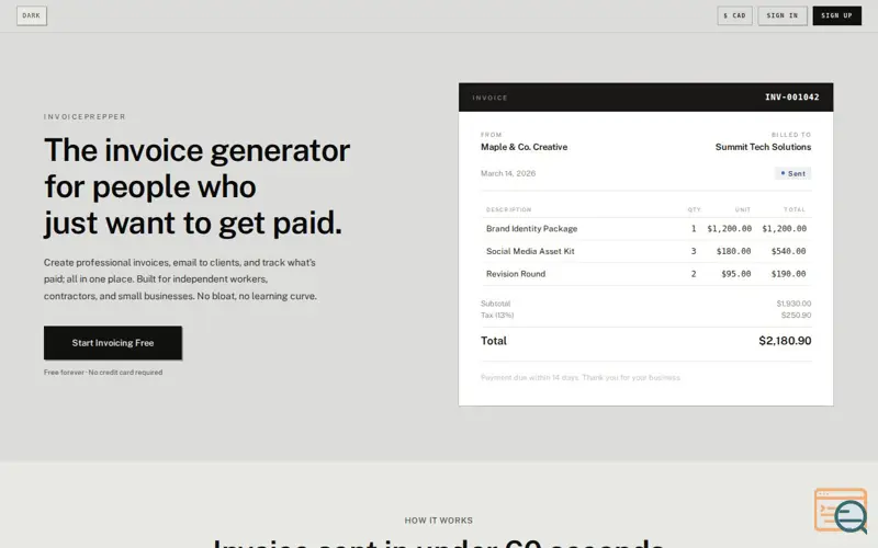 Screenshot of InvoicePrepper