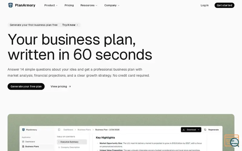Screenshot of PlanArmory