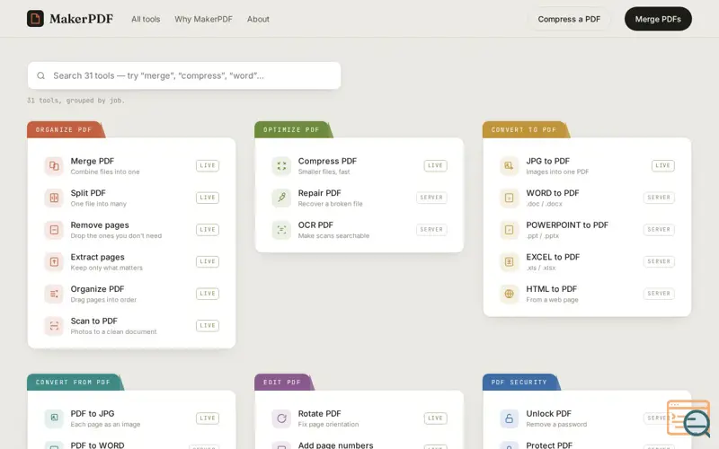 Screenshot of MakerPDF