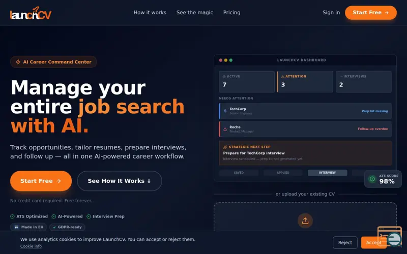 Screenshot of LaunchCV