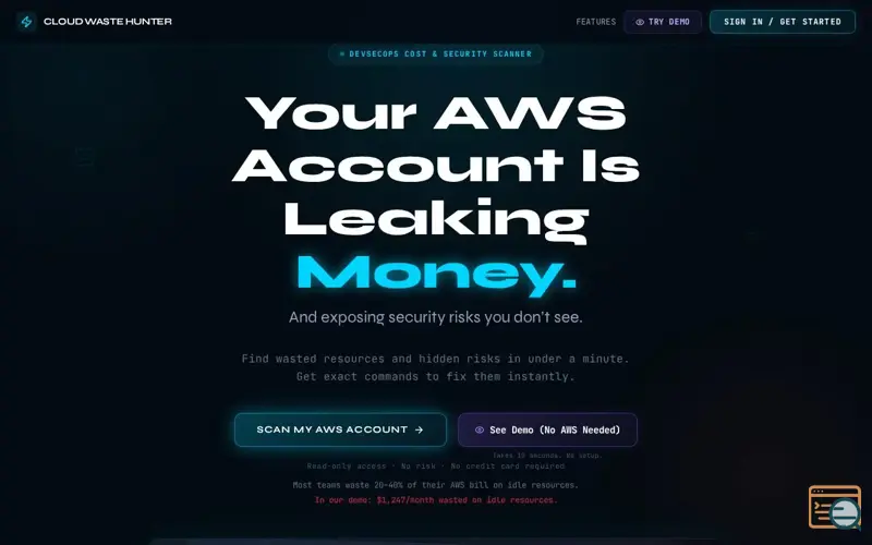 Screenshot of Cloud Waste Hunter, a launch using AWS Lambda