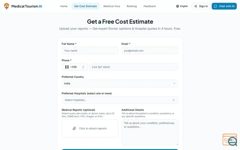 Screenshot of Medical Tourism AI