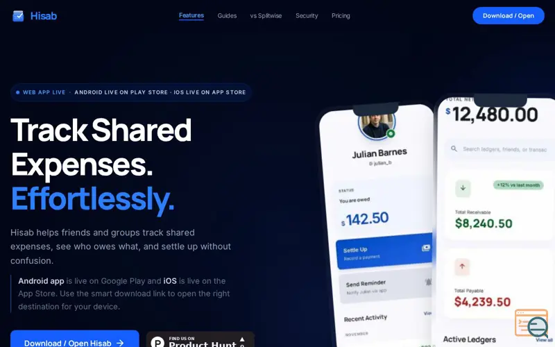 Screenshot of Hisab