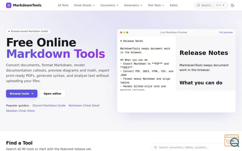 Screenshot of Markdown Tools