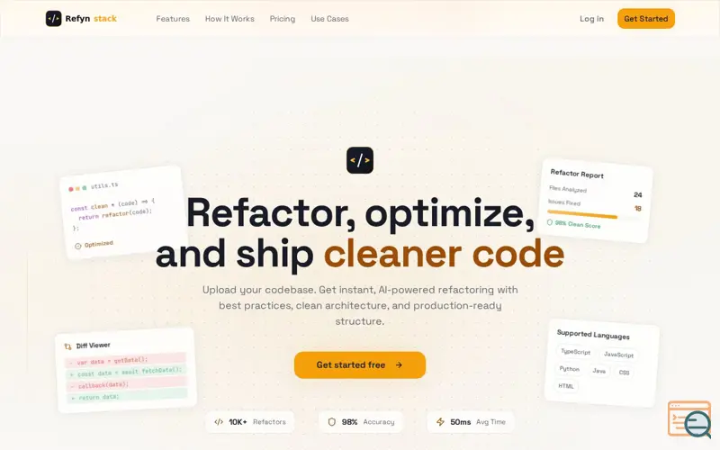 Screenshot of RefynStack