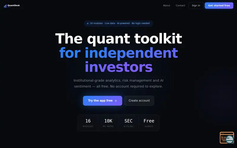 Screenshot of QuantDesk Pro