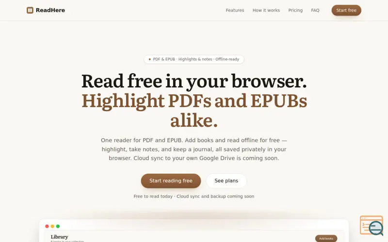 Screenshot of ReadHere