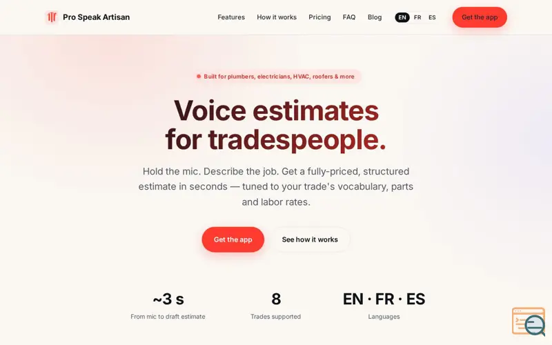 Screenshot of Pro Speak Artisan