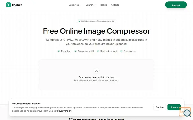 Screenshot of ImgKilo - Compress & Resize Images