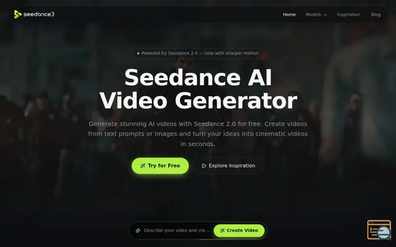 Screenshot of Seedance AI Video Generator