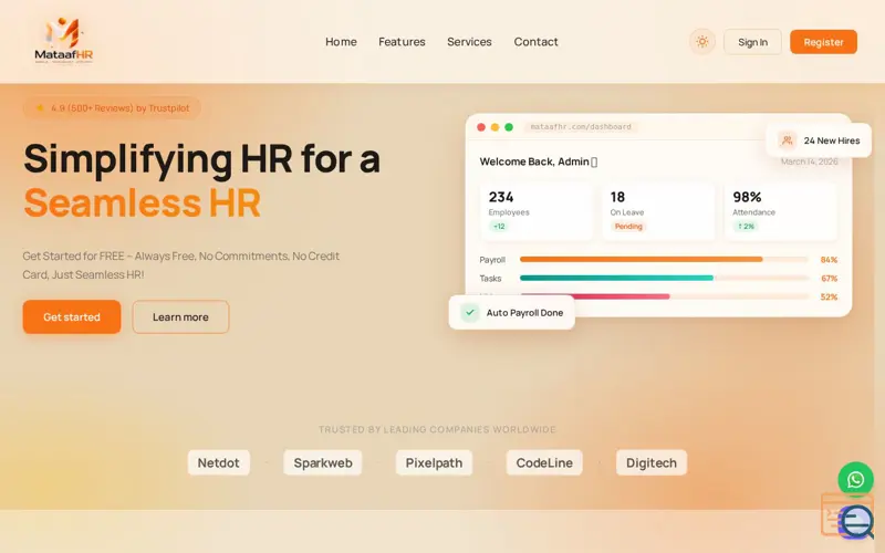 Screenshot of MataafHR, a launch using Google Charts