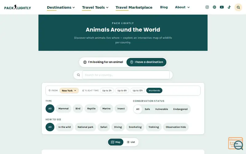 Screenshot of Animals Around the World