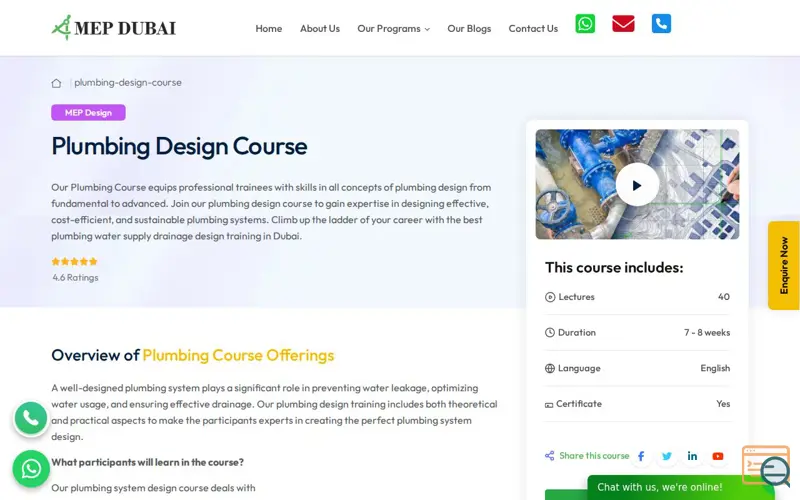 Screenshot of Plumbing design course | Plumbing course