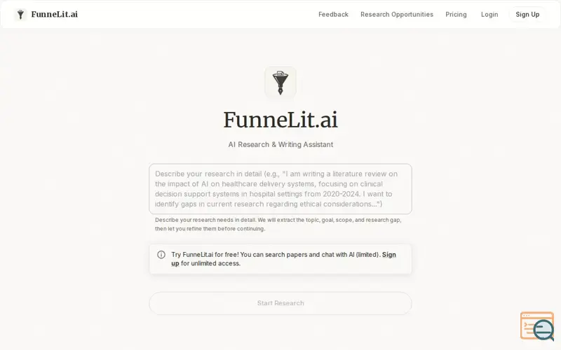 Screenshot of FunneLit.ai