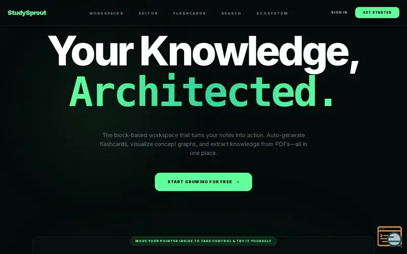 Screenshot of StudySprout, a launch using Yjs