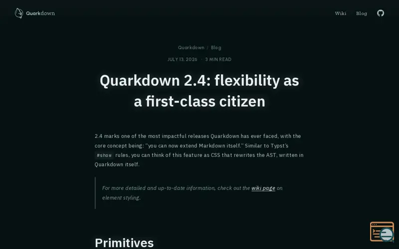 Screenshot of Quarkdown 2.4