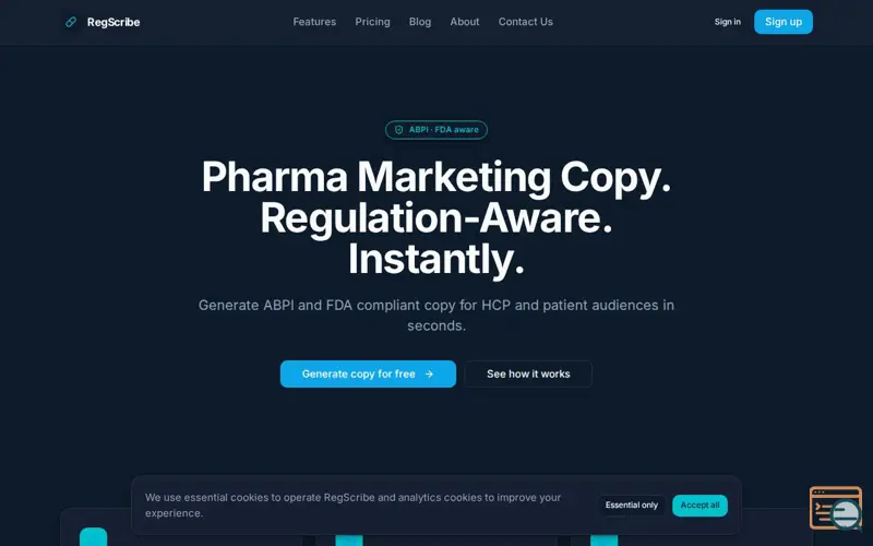 Screenshot of RegScribe — Regulation-Aware Pharma Marketing Copy