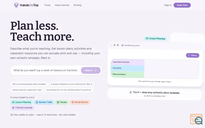 Screenshot of HandsOnTop