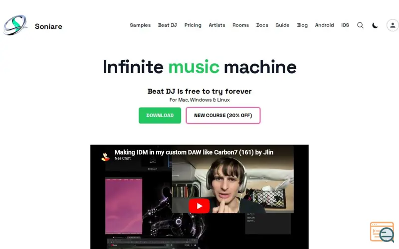 Screenshot of Beat DJ, a launch using Bandcamp