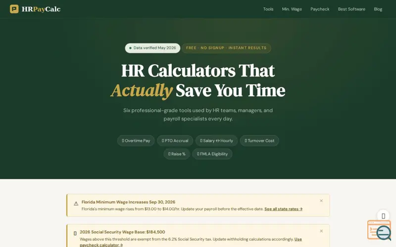 Screenshot of HRPayCalc