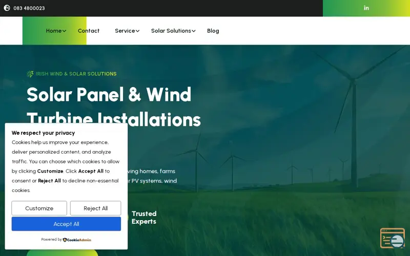 Screenshot of Irish Wind & Solar, a launch using SmartHost.ie