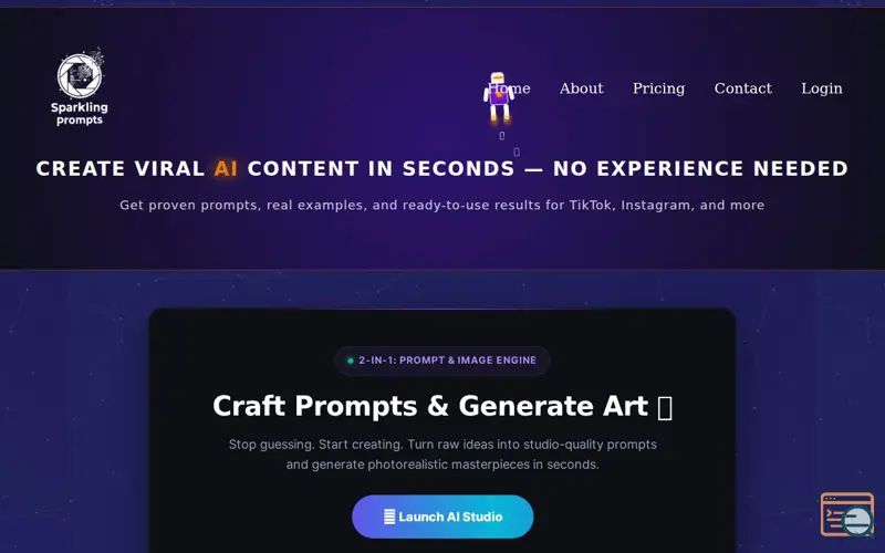 Screenshot of Sparkling Prompts