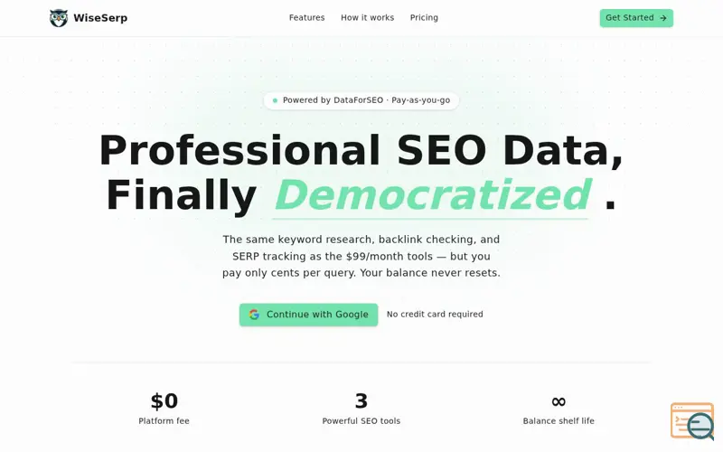 Screenshot of WiseSERP