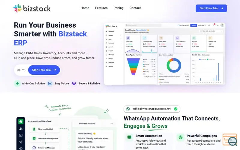 Screenshot of Bizstack Sales Automation CRM