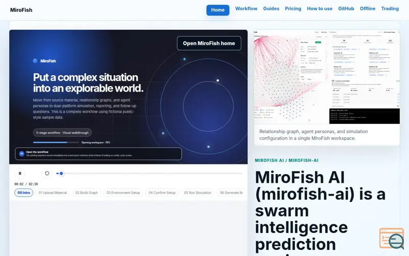 Screenshot of MiroFish AI Search Pages, a launch using Cloudflare Email Routing