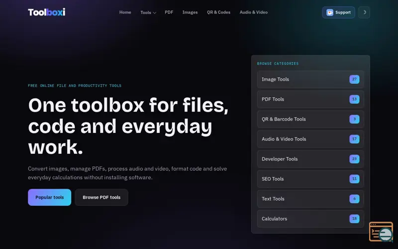 Screenshot of Toolboxi