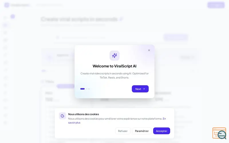 Screenshot of ViralScript AI