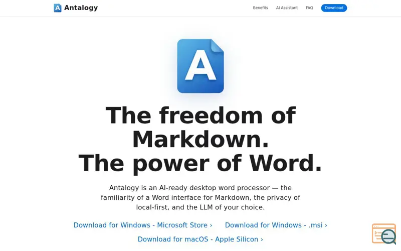 Screenshot of Antalogy — AI-Ready Desktop Word Processor