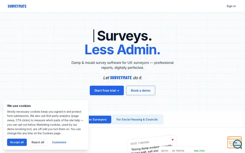 Screenshot of SurveyMate
