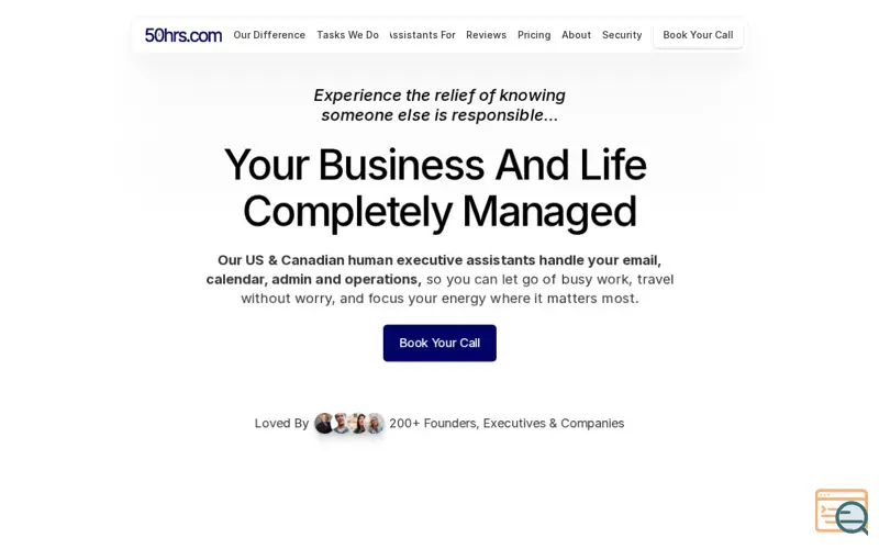 Screenshot of 50hrs.com, a launch using Senja