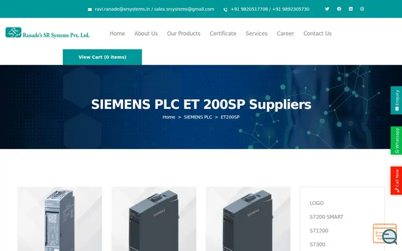 Screenshot of SIEMENS PLC ET 200SP Supplier in Mumbai