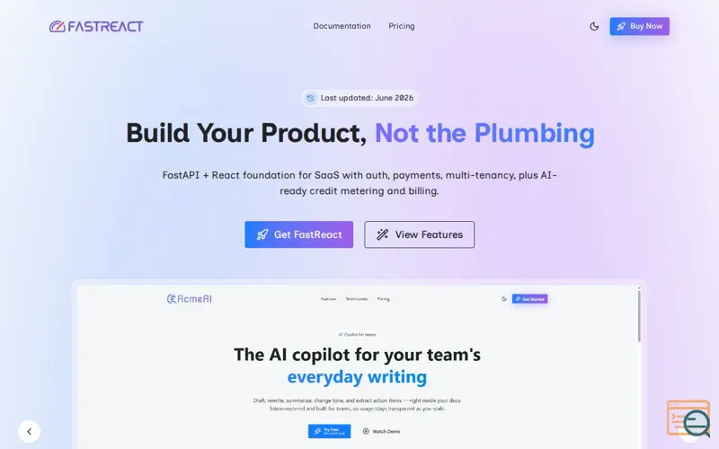 Screenshot of FastReact