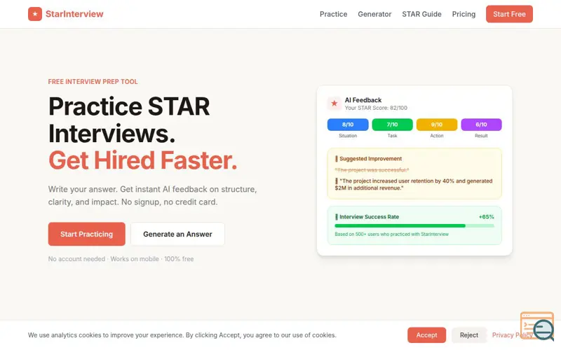 Screenshot of StarInterview