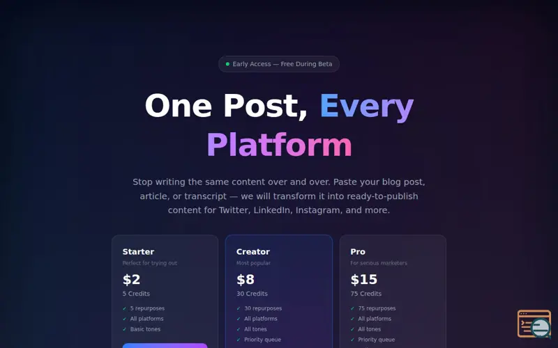 Screenshot of ContentRepurposer