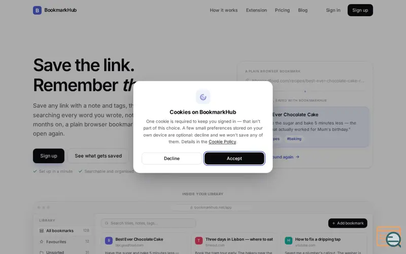 Screenshot of BookmarkHub