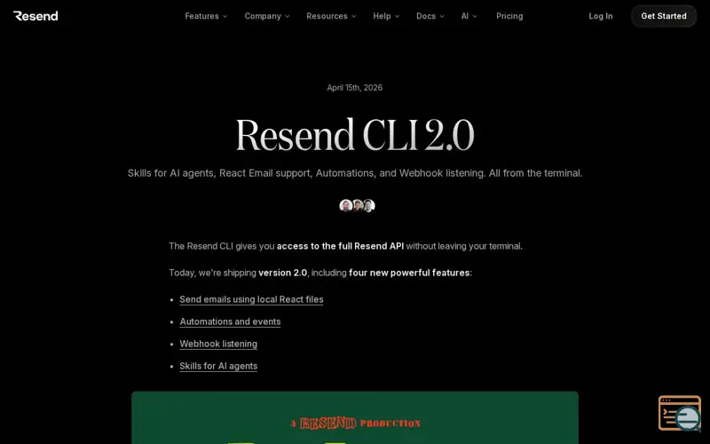 Screenshot of Resend CLI 2.0, a launch using Postman