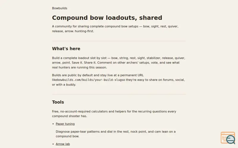 Screenshot of Bowbuilds
