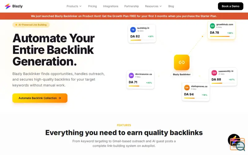Screenshot of Blazly Backlinker