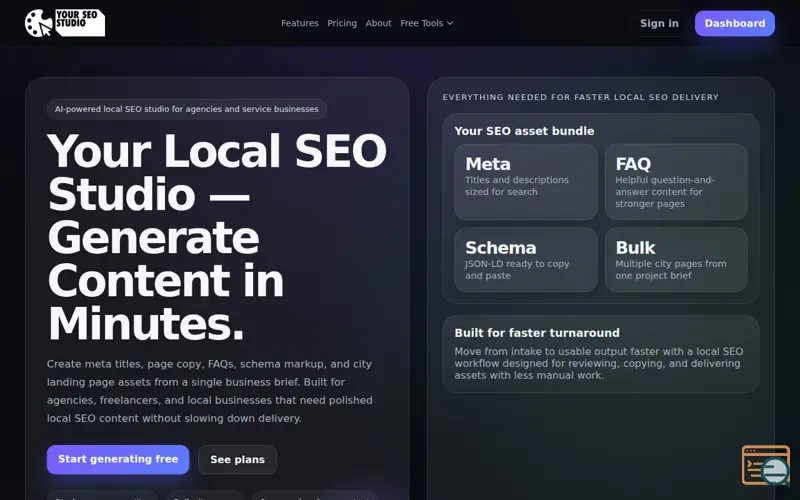 Screenshot of Your SEO Studio, a launch using Network Solutions