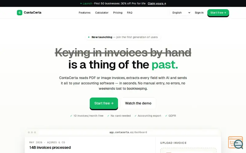 Screenshot of ContaCerta