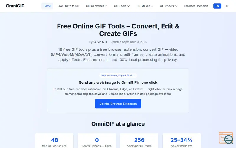 Screenshot of OmniGIF, a launch using Appsy Tools