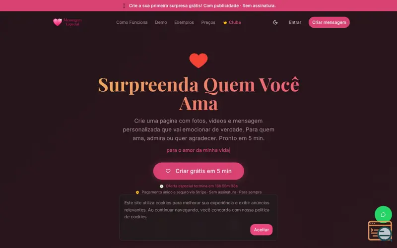 Screenshot of Mensagem Especial